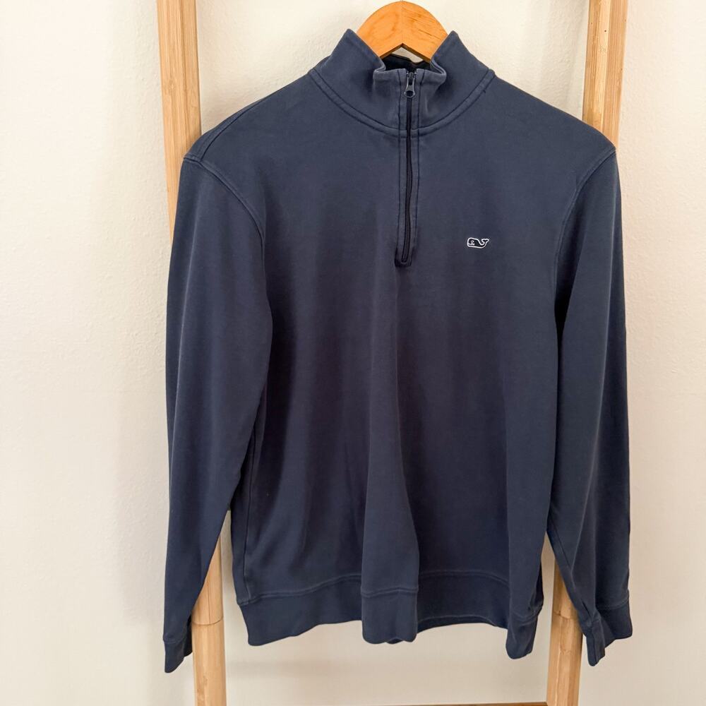 Vineyard Vines Navy Quarter Zip Pullover Sweater Whale Logo Men’s Small